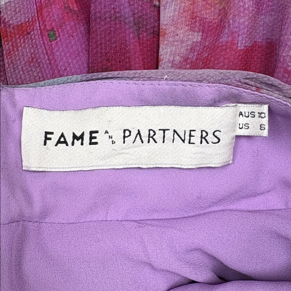 Fame & Partners Watercolor Floral Ombre Pleated A-Line Maxi Dress Purple 6 - Picture 6 of 7